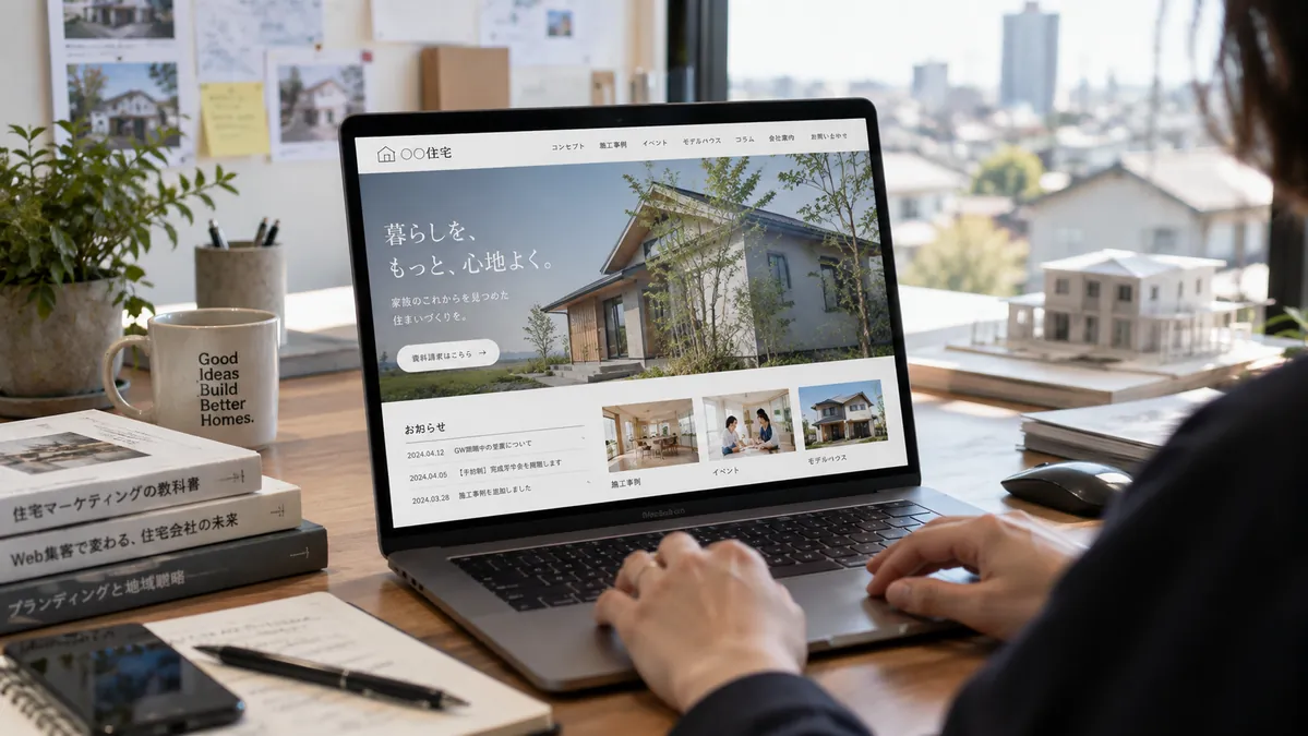住宅会社のWebサイト運用を想起させるデスク