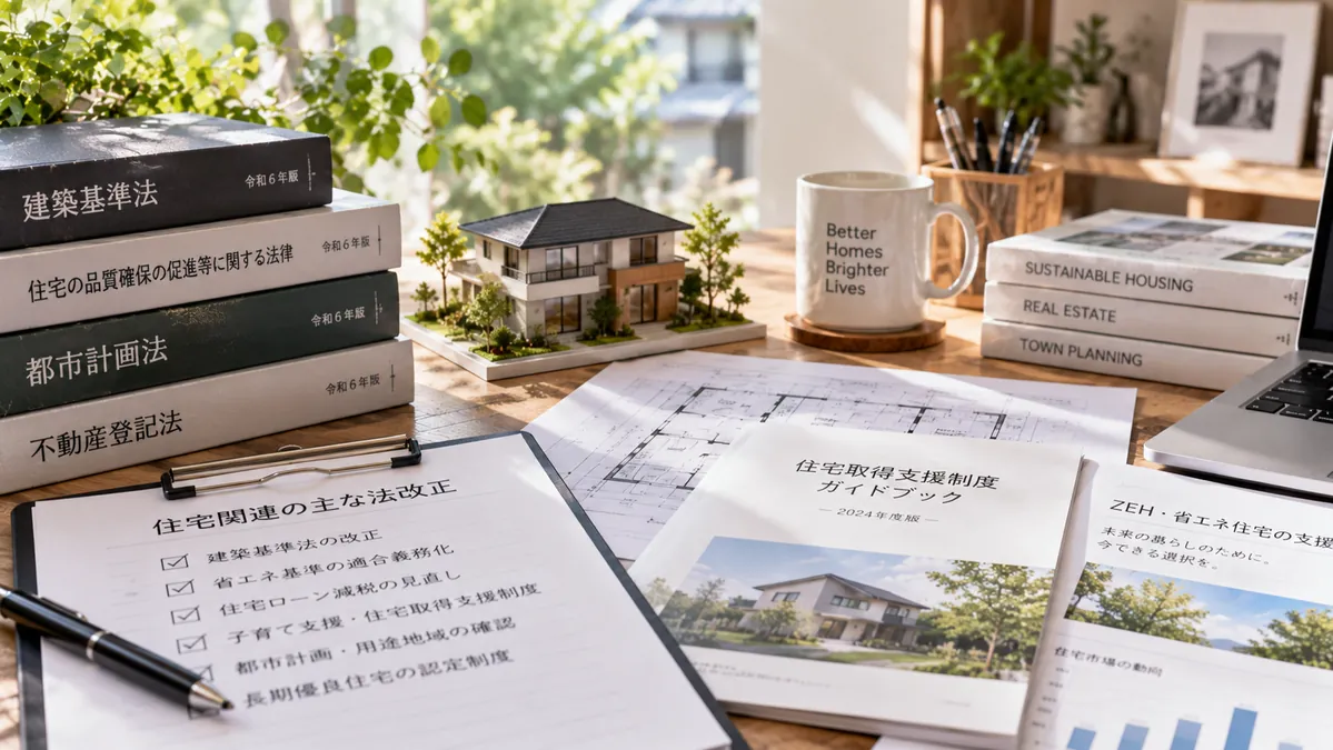 住宅・不動産の制度や法務確認を想起させる資料